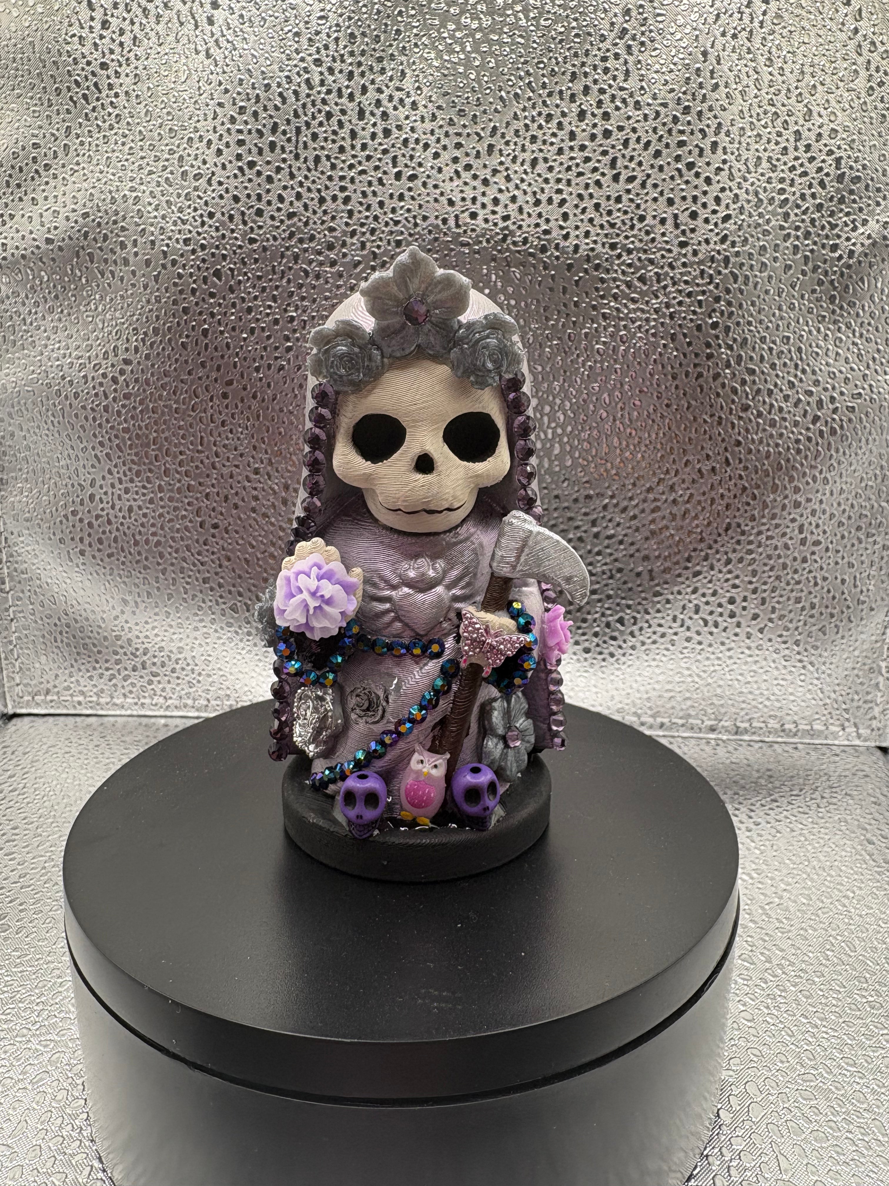 3.75" Santa Muerte Statue Opal Purple