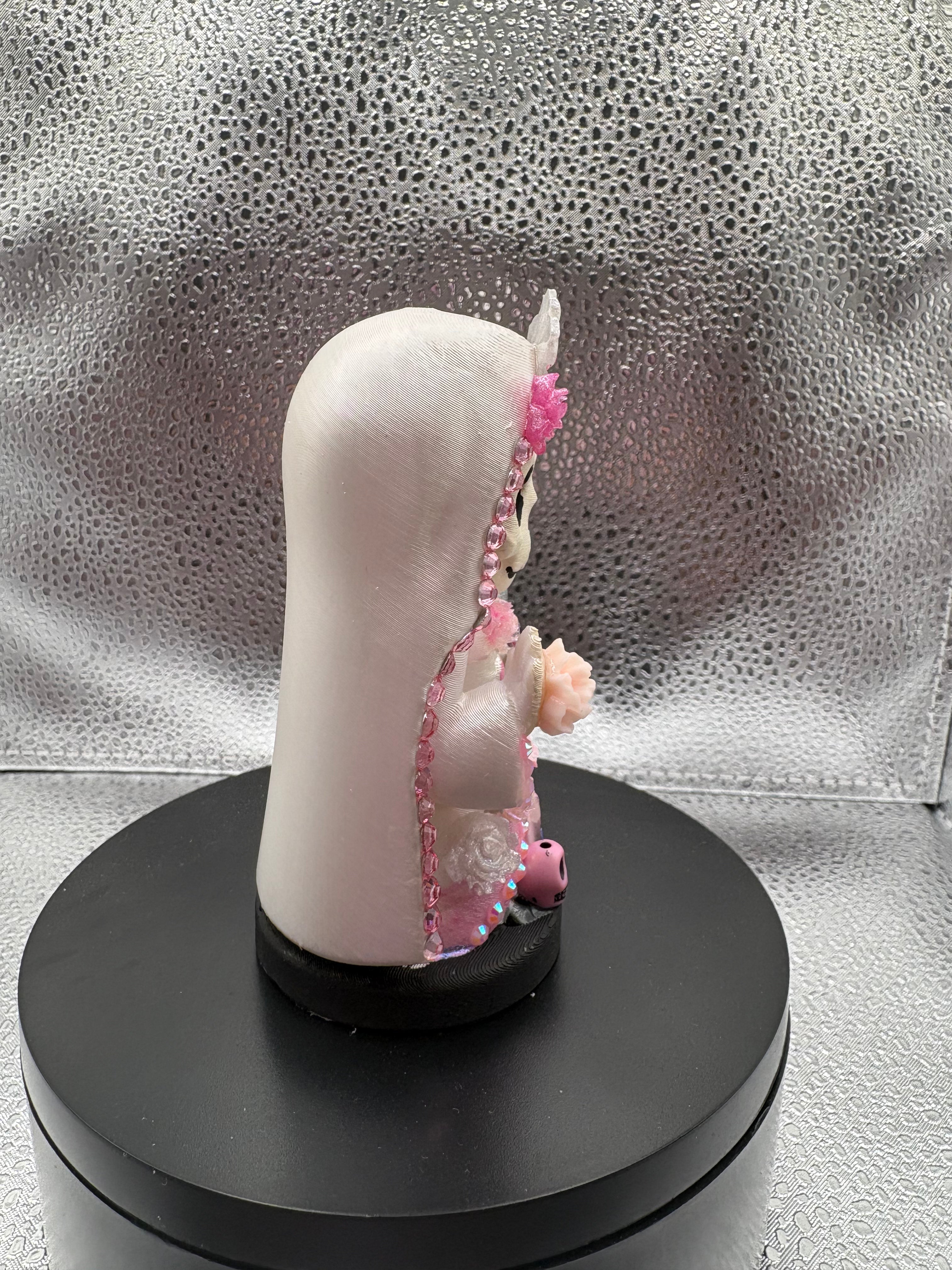 3.75" Santa Muerte Statue Icy White and Pink
