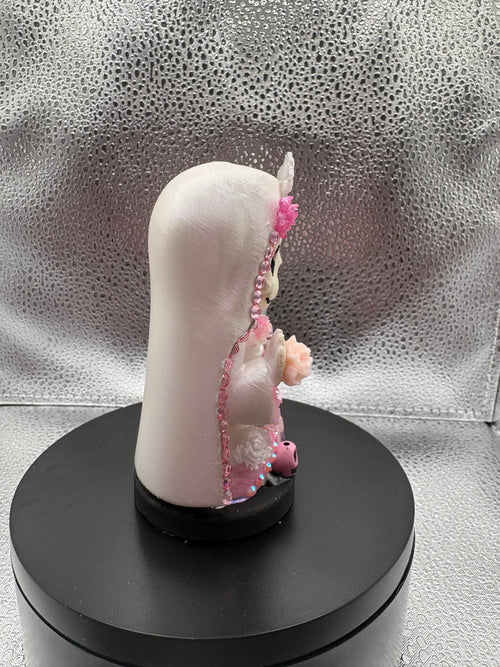 3.75" Santa Muerte Statue Icy White and Pink