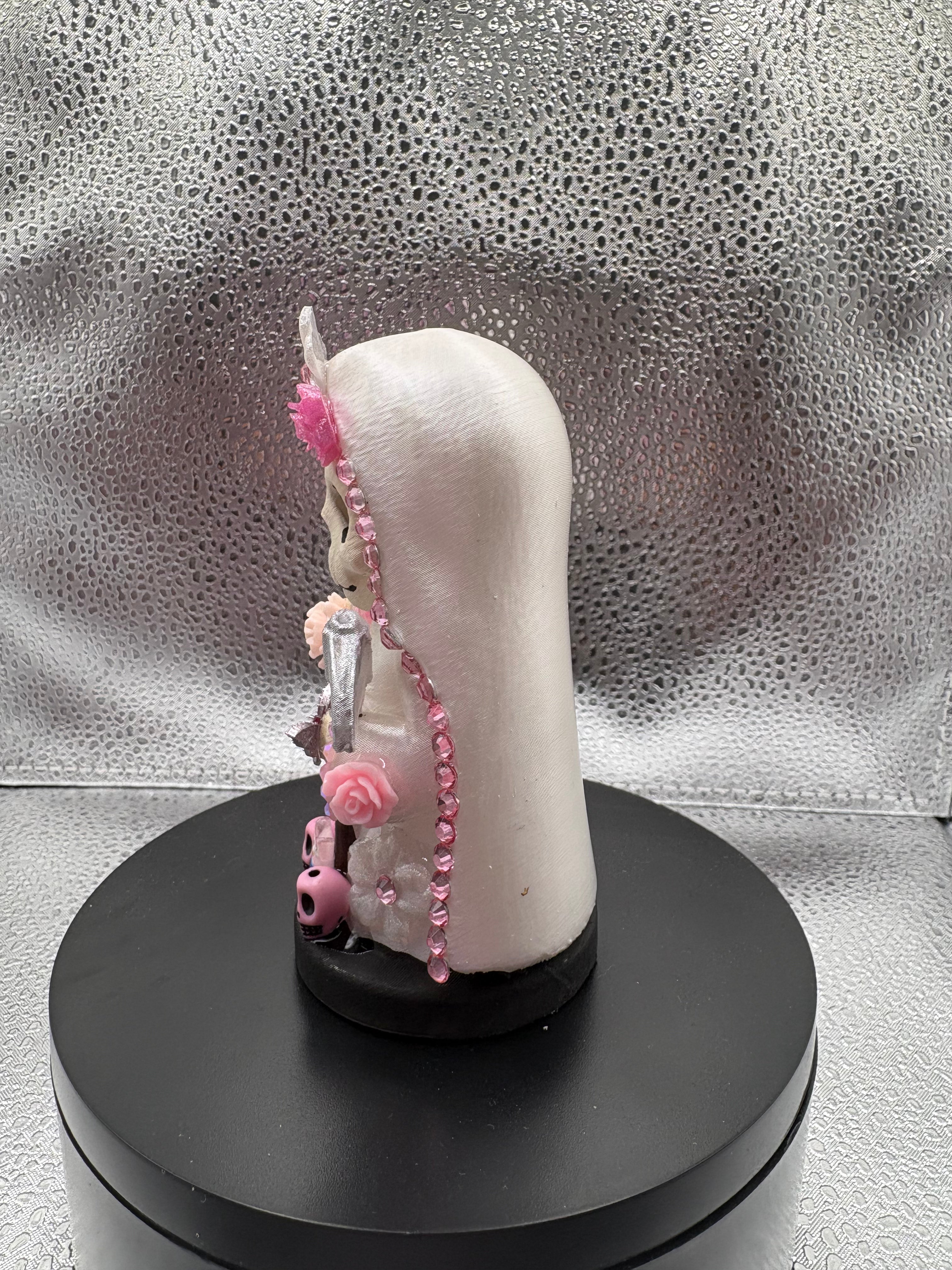 3.75" Santa Muerte Statue Icy White and Pink