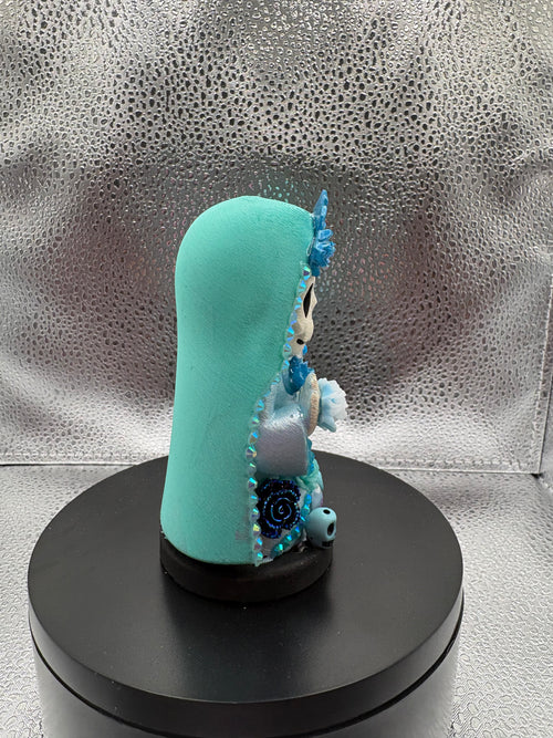 3.75" Santa Muerte Statue Baby Blue