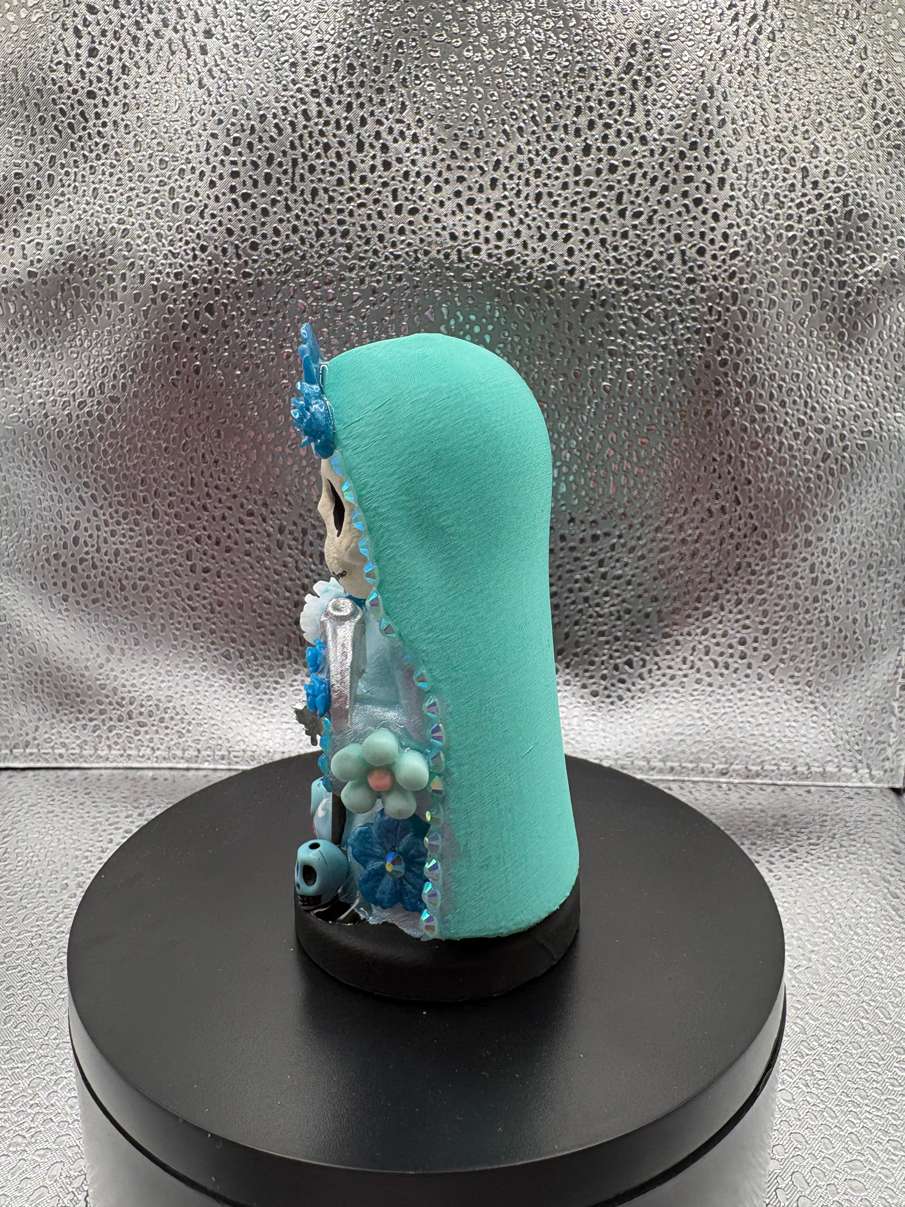 3.75" Santa Muerte Statue Baby Blue