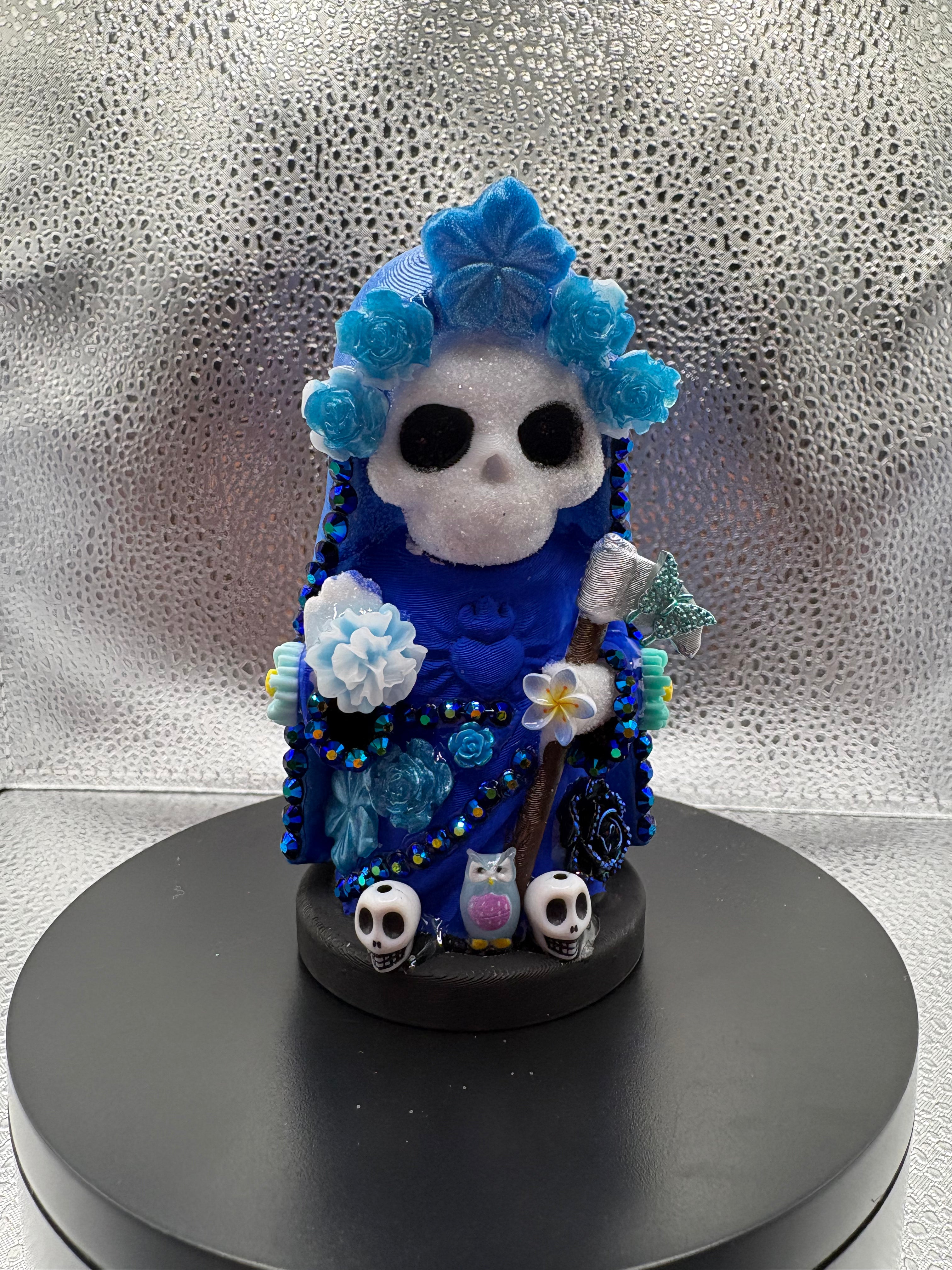 3.75" Santa Muerte Statue Blue