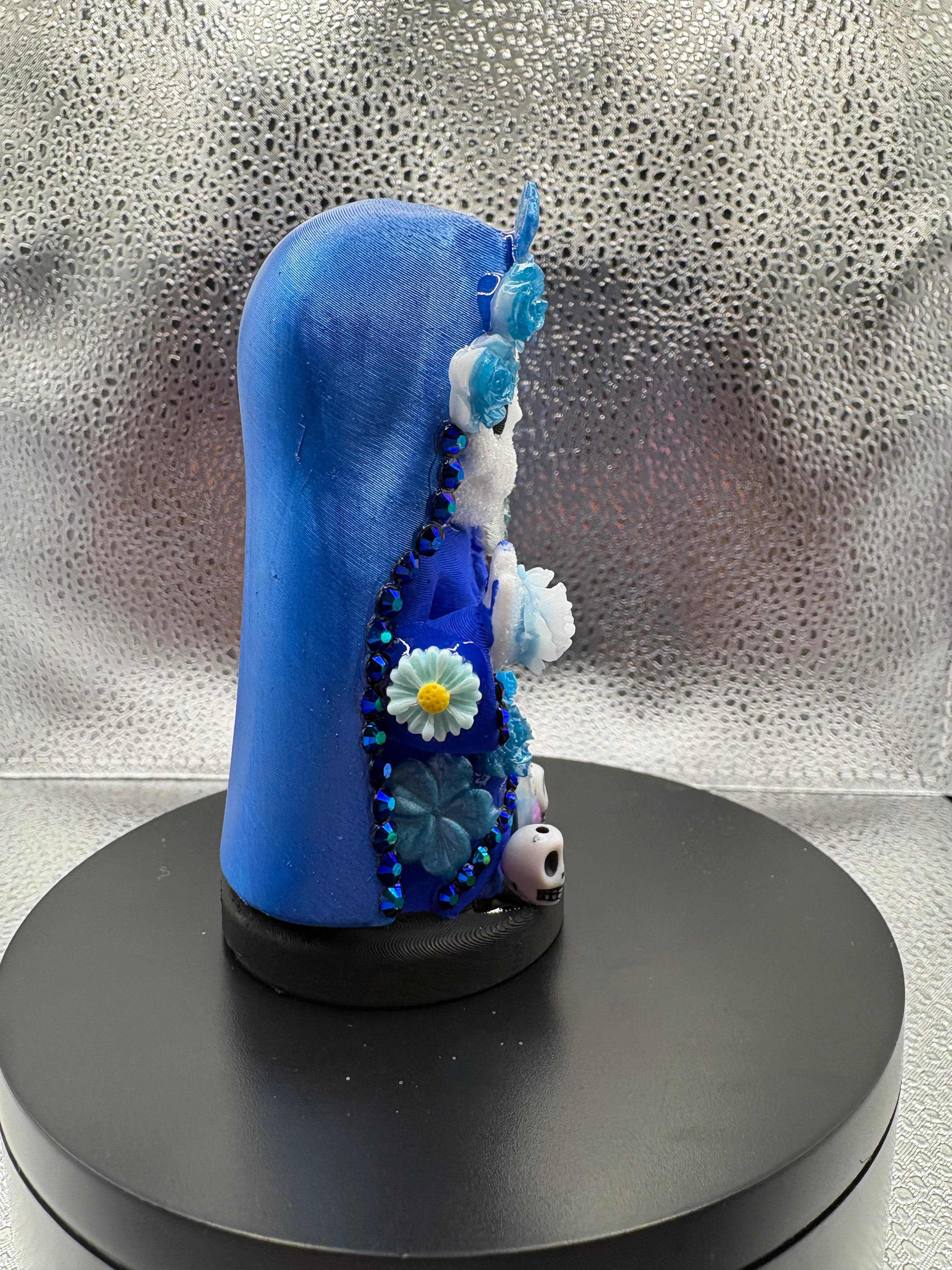 3.75" Santa Muerte Statue Blue