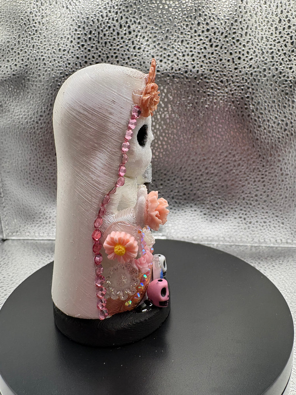 3.75" Santa Muerte Statue Rose Gold and Pearl