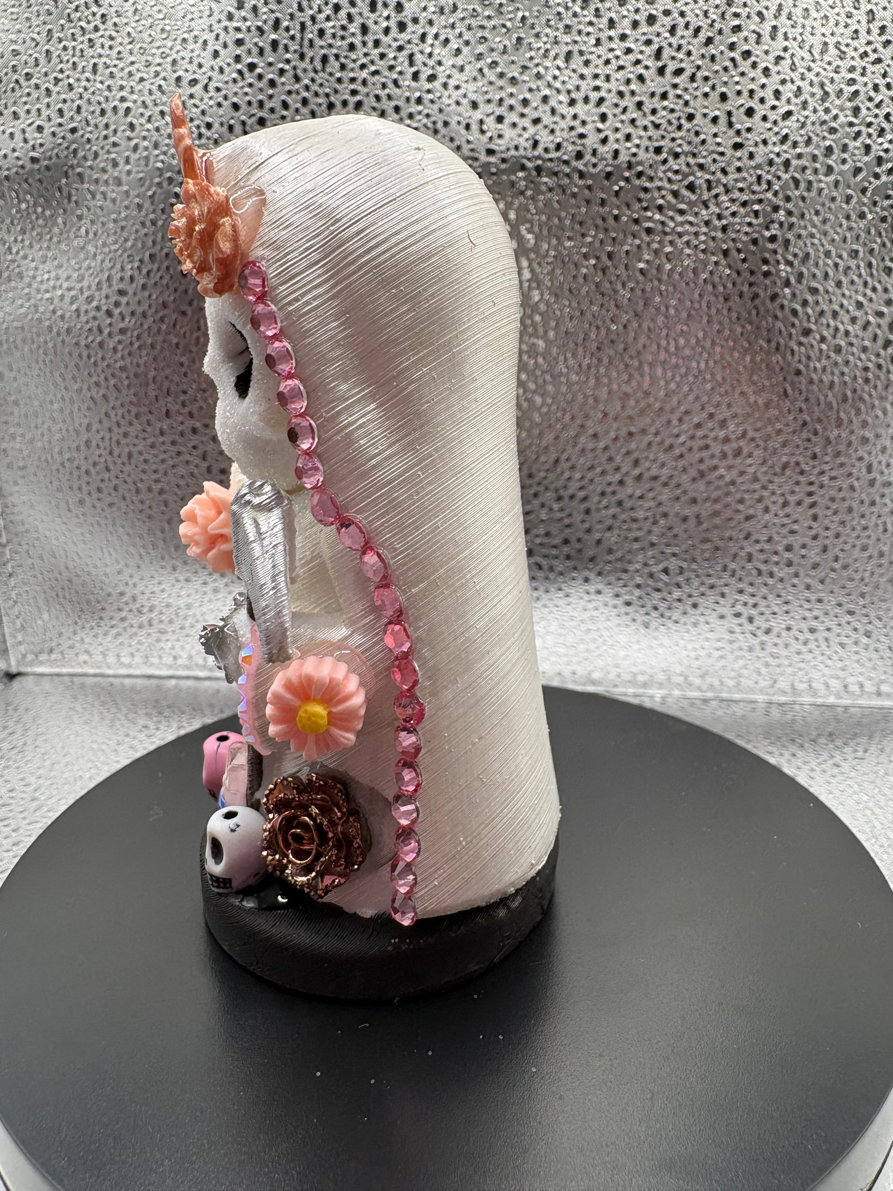 3.75" Santa Muerte Statue Rose Gold and Pearl