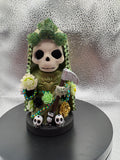 3.75" Santa Muerte Statue Green Gold