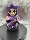 3.75" Santa Muerte Statue Purple Gold