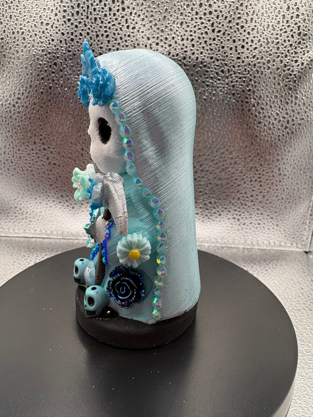 3.75" Santa Muerte Statue Ice Blue