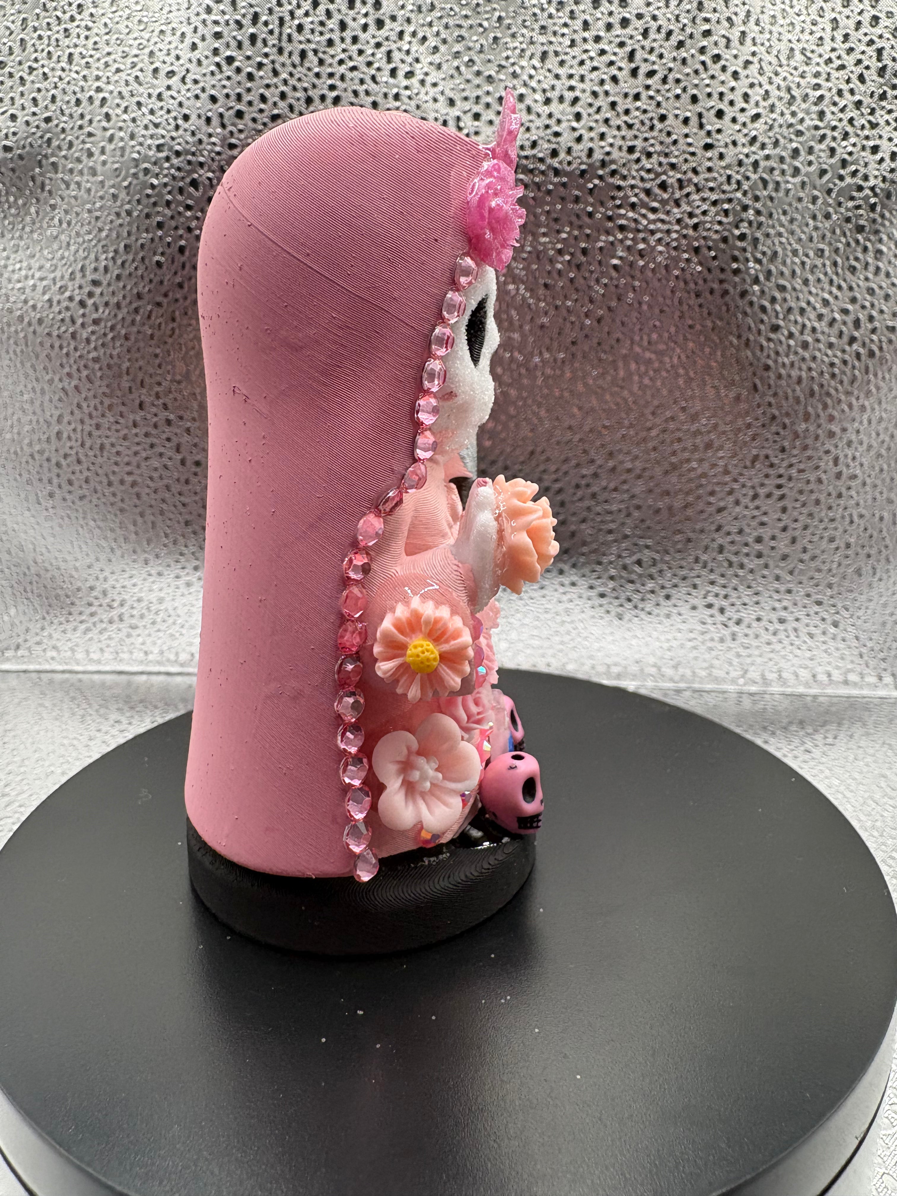 3.75" Santa Muerte Statue Baby Pink