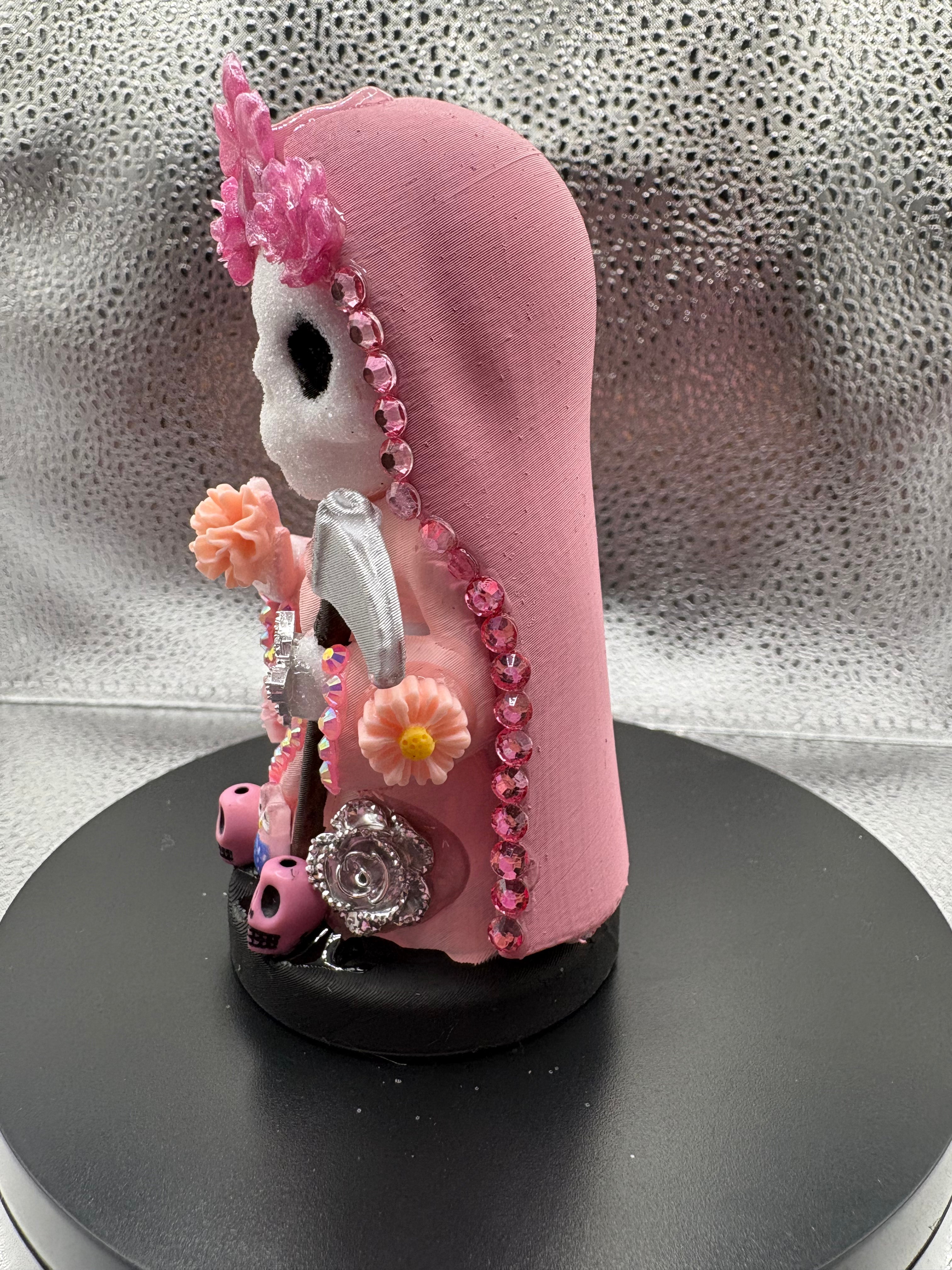 3.75" Santa Muerte Statue Baby Pink