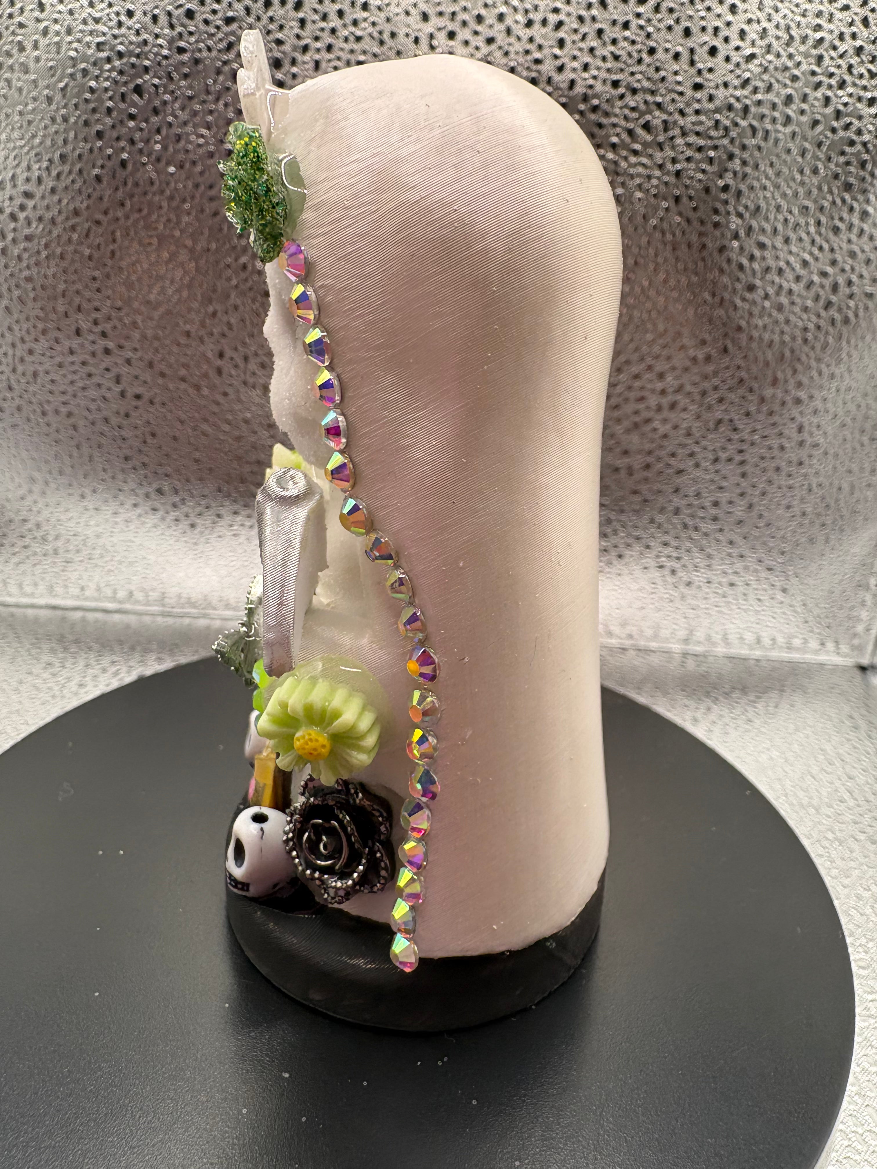 3.75" Santa Muerte Statue Pearl and Green Gold