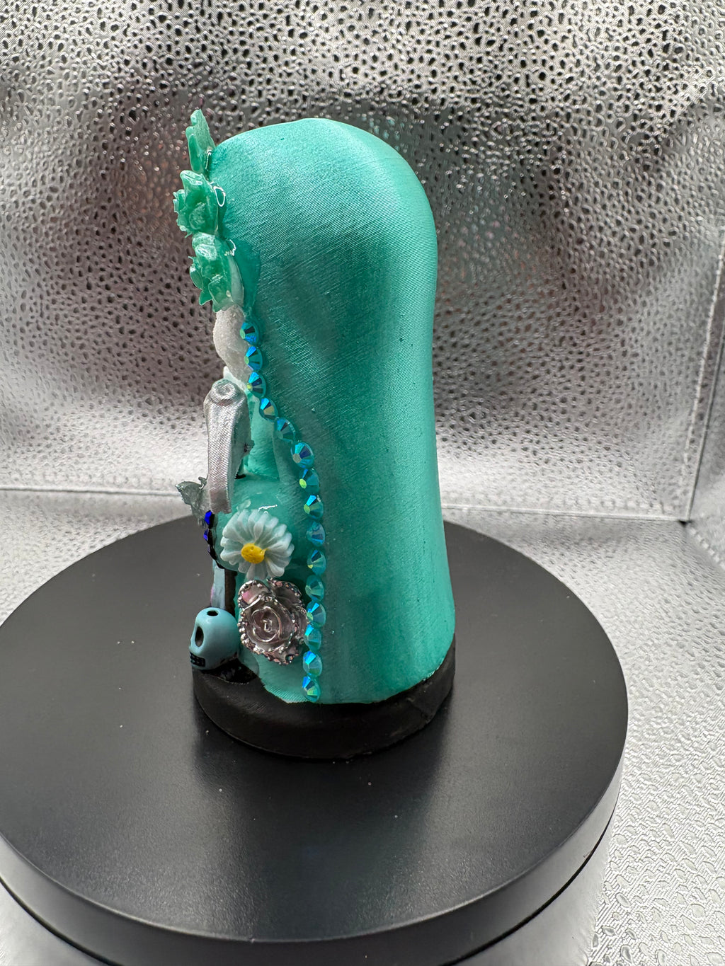 3.75" Santa Muerte Statue Teal