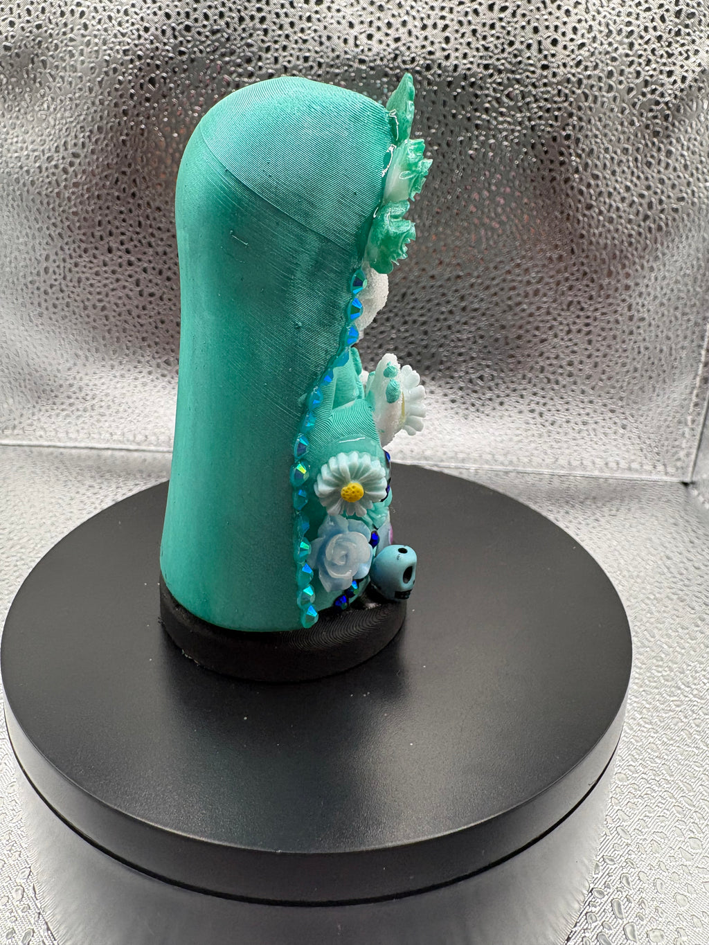 3.75" Santa Muerte Statue Teal